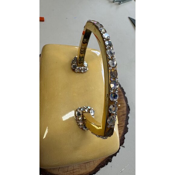 Vtg Lucite Box Purse Rhinestone Embellished Handle White Stag? Wilardy? Read - Picture 9 of 16